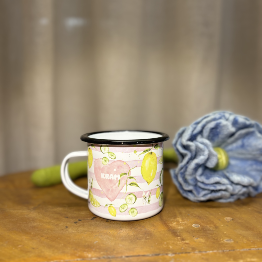 My feldt emaljmugg puss & kram